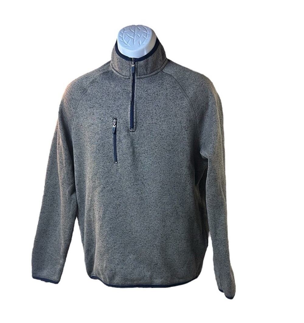 Johnnie O Sweater Mens Medium Gray 1/4 Zip Fleece Pocket Golf Performance